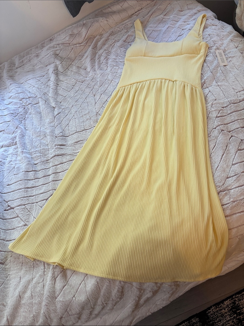 Derek Heart Yellow Ribbed Sundress